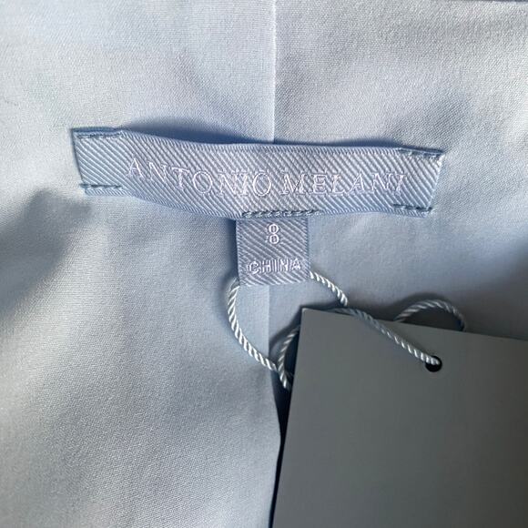 Antonio Melani Riviera Linen Blazer Jacket Fits Sz S Light Blue Silver Buttons - Picture 13 of 15